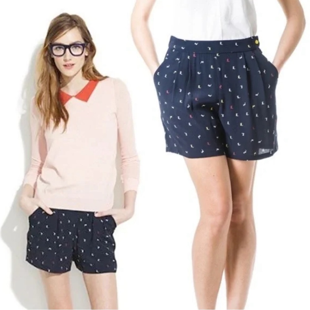 Sessun Paris Silk Mini Cat Print Shorts FR32 US0